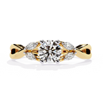 Diamond Engagement Ring | Round Leaf Ring | Ozziva