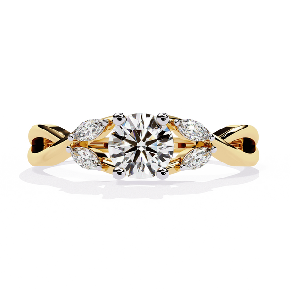 Diamond Engagement Ring | Round Leaf Ring | Ozziva