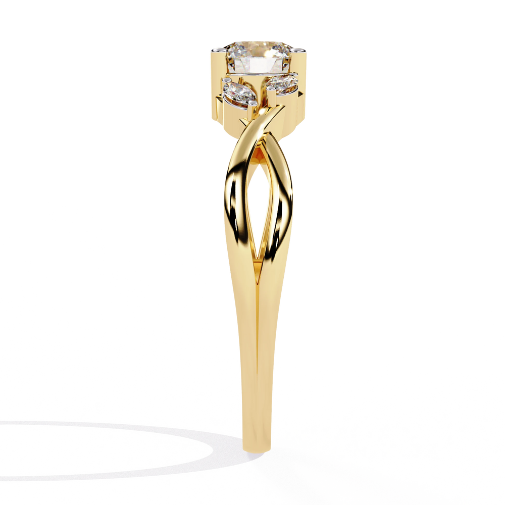 Diamond Engagement Ring | Round Leaf Ring | Ozziva